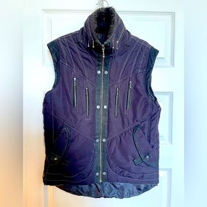 Ayyawear Men’s Navy Black XL Puffer Vest with Detachable Hood